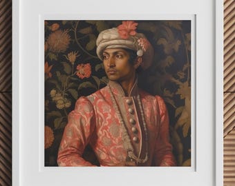 Prince Kaniyan - Gay Indian Royalty Art Print - Modern Renaissance Tamil Queer Art Print, LGBTQ+ Royal Artwork for Homosexual Home Decor