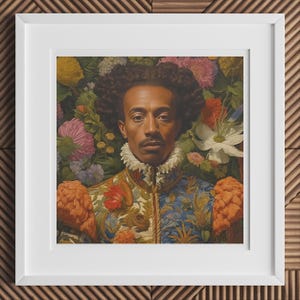 Prince Wesley - Gay African American Royalty Art Print, Modern Renaissance Black Nobility, Baroque Inspired Vintage LGBTQ+ Wall Decor