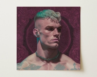 Watch and Learn Gay Cyberpunk Art Print | Sexy Queercore Futurist Masculine Wall Decor
