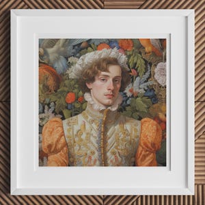 Prince Hugo - Modern Gay Renaissance Art Print - Queer Royalty Modern Decor for LGBTQ+ Art Lovers, Unique Wall Art, Gift Ideas