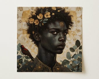Greco-Roman Gay Black God Art Print | Sacred Queer Afrocentric Renaissance Vibe Wall Decor