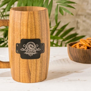 Wooden Beer Mug Groomsmen Gift Fathers Beer Mug Personalized Mug Custom Beer Mug Wood Beer Mug Wooden Mugs Beer Stein Best Gift For Husband