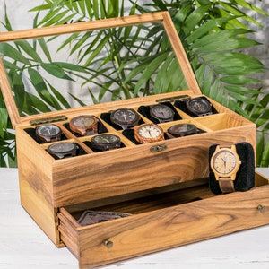 Personalized Custom Watch Box For Mens Watch Box Wood Watch Box For 12 10 Slot Watch Box Engraved Watch Box With Drawer Ring And Watch Box