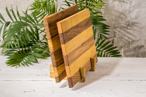 Amish Made 5-Piece Wood Cutting Board Set wi​th Stand