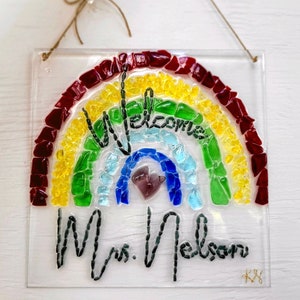 Maui Made Rainbow Sea Glass, Teacher Name, Welcome Door, Teacher Christmas Gift, Teacher Classroom Decor, Teacher Appreciation