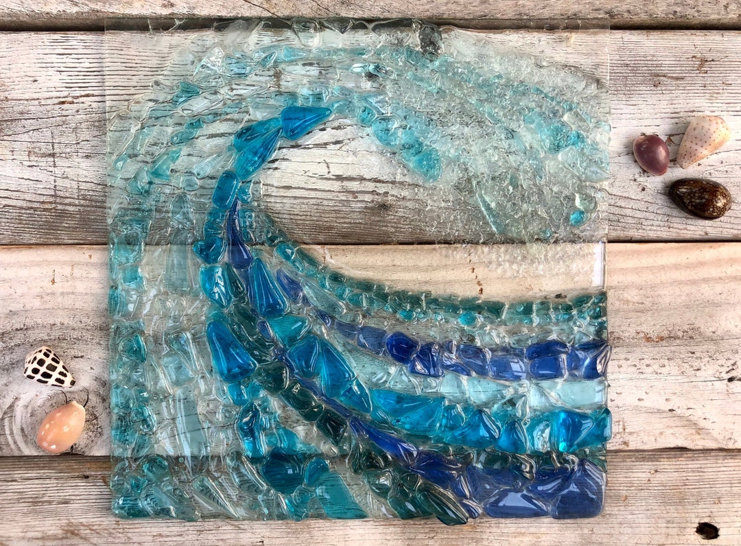 Sea Glass Big Wave Art Coastal Living Beach House Home Decor Ocean ...