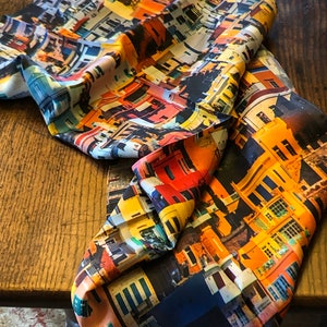 Elegant Multicolored Modal Scarf with Cycladic and Neoclassical Architecture patterns