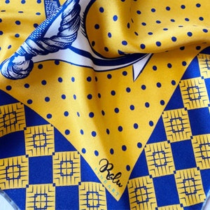 NEW Fabulous Neckerchief for Women with Vibrant Yellow and Blue colors with a Nautical Pattern