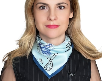 NEW Feminine Neckerchief for Women with blue tones and a Nautical Pattern