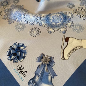 Frozen Elegance Neckerchief in Silk Twill, Christmas Ornaments, Christmas Gifts