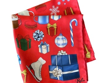 Candyland Neckerchief in Silk Twill, Christmas gifts, Christmas ornaments, Sweets