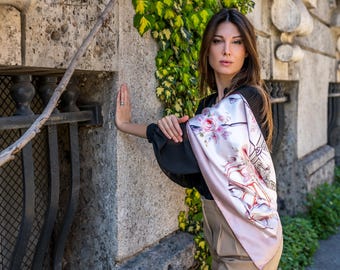 Foulard Carré Vintage En Soie Ugo Vanelli - Motif Géométrique Multicolore