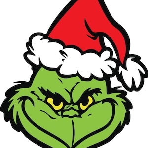 Cartoon Grinch With Christmas Hat Grinch W/ Christmas Hat