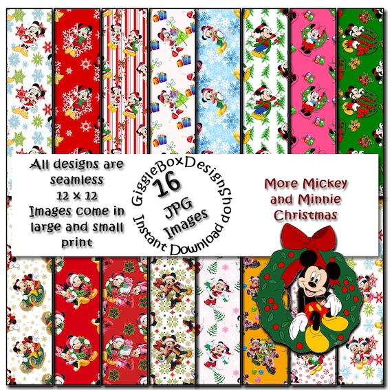 More Mickey and Minnie Christmas Seamless Party Printable | Etsy