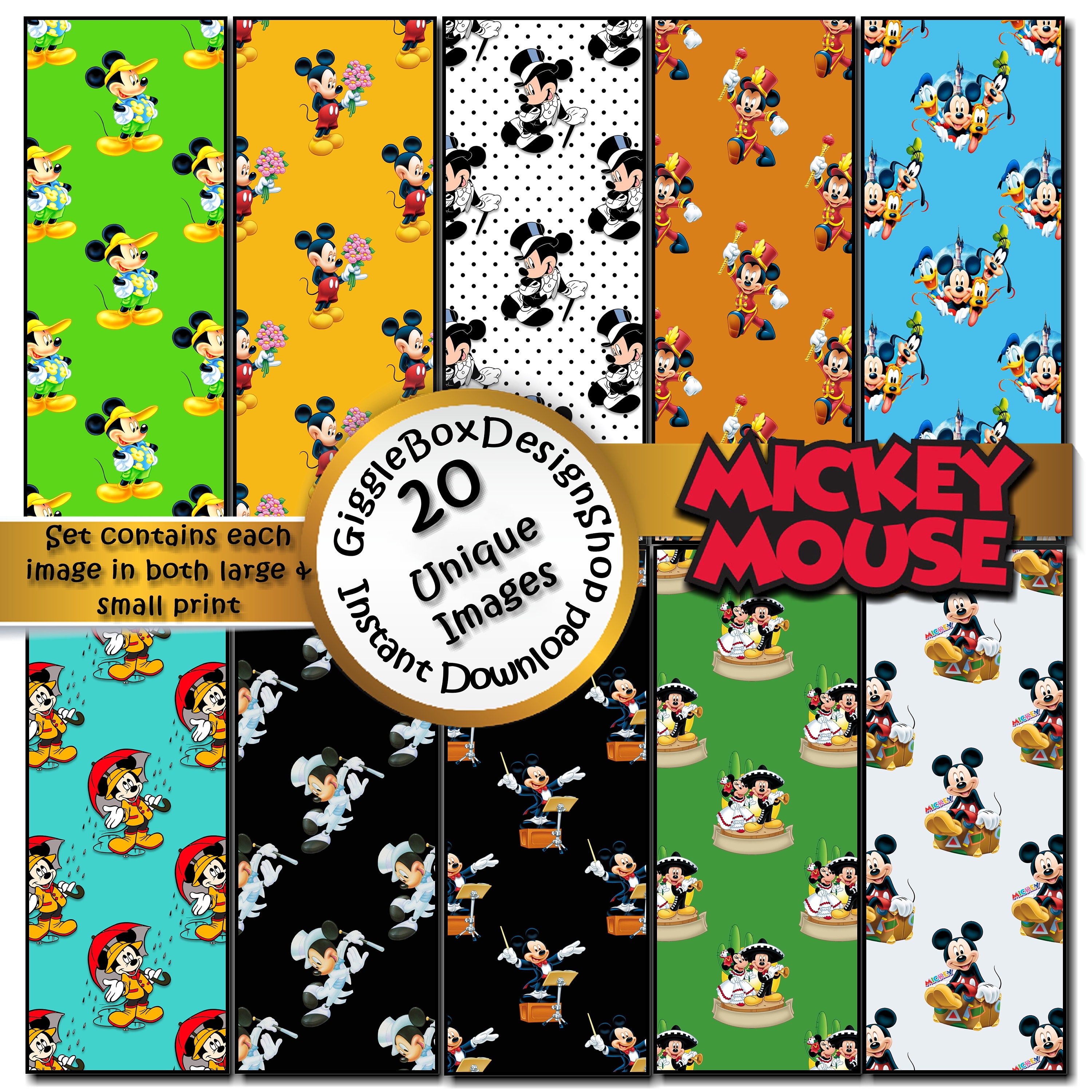 Mickey Mouse Seamless Party Printable Stationary Cards - Etsy