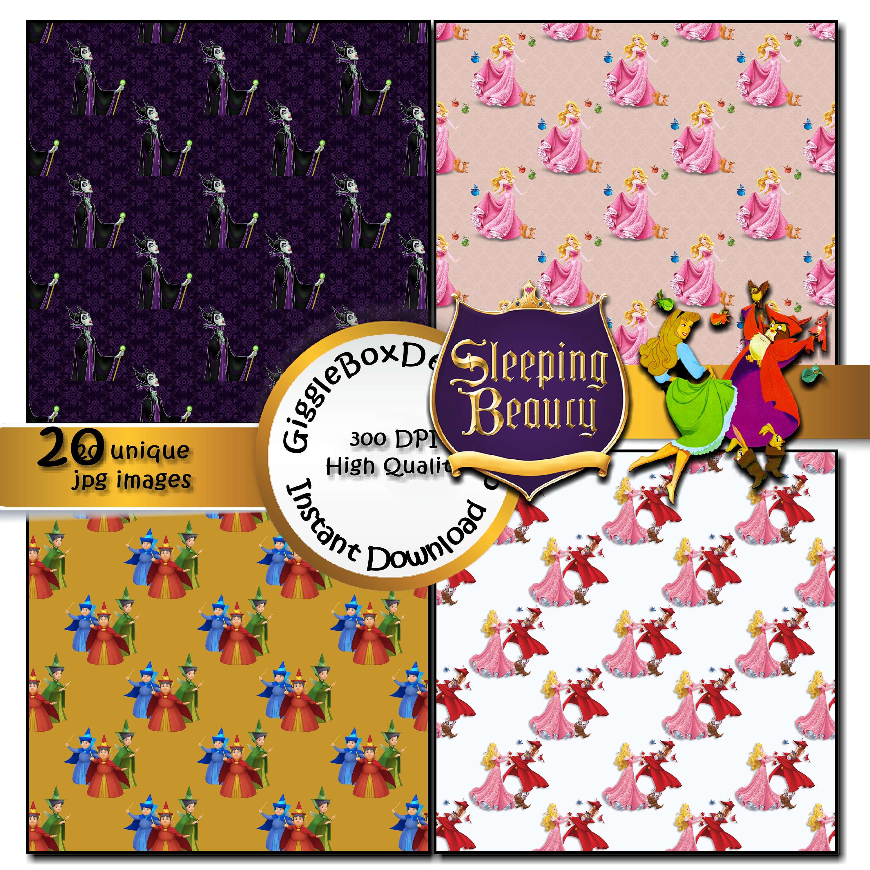 Sleeping Beauty Party Printable Stationary card making | Etsy
