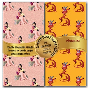 Mulan Seamless Party Printable, Stationary, Digital Paper, Scrapbook ...