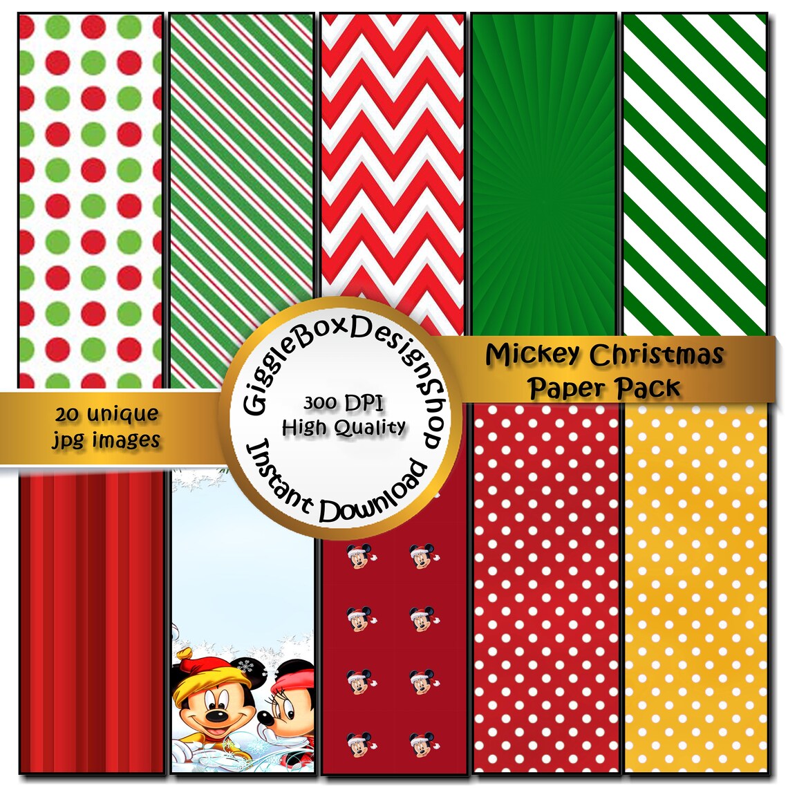 Mickey Christmas printable Digital Paper | Etsy