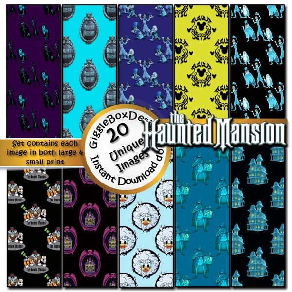 The Haunted Mansion  Seamless Party Printable, Stationary, cards, digital paper, scrapbook paper, 12x12 paper, GiggleBoxDesignShop, Ghosts