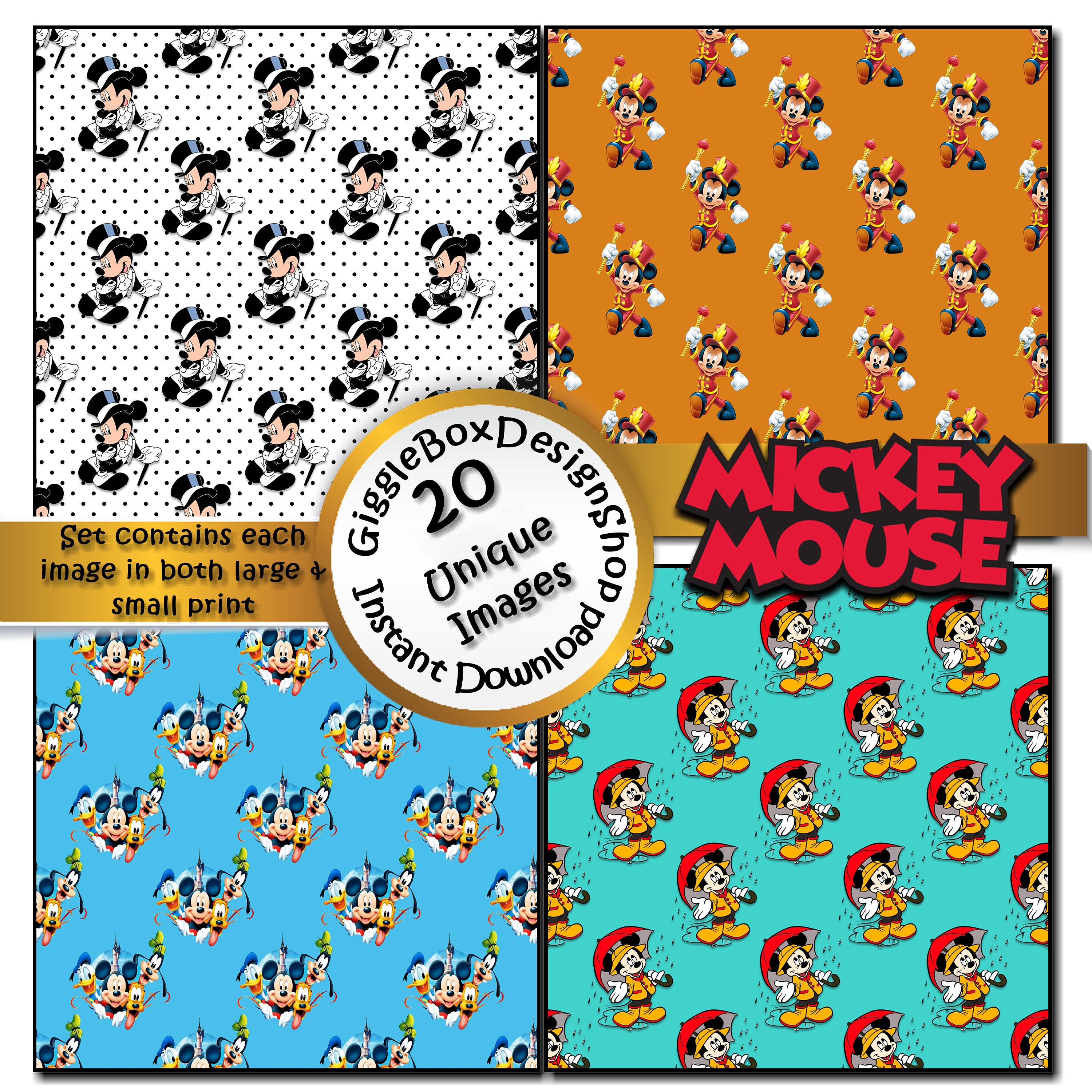 Mickey Mouse Seamless Party Printable Stationary Cards - Etsy