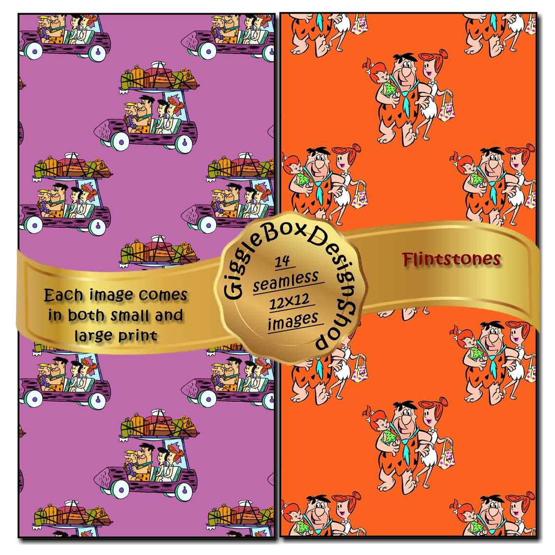 The Flintstones Seamless Party Printable Card Making Digital - Etsy