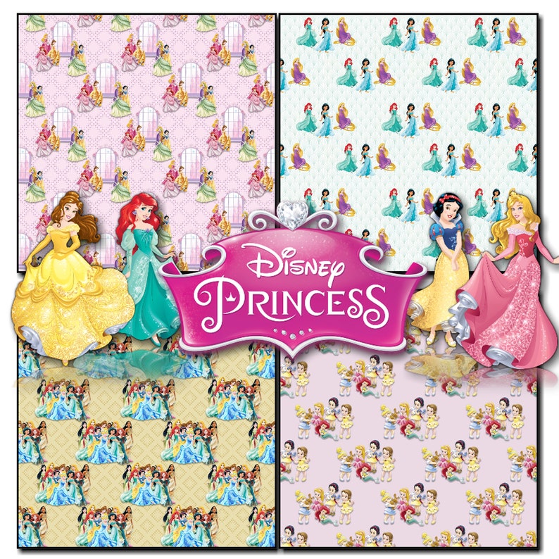 Princess Seamless Printable, Stationary, digital paper, scrapbook, paper, GiggleBoxDesignShop, Cinderalla, Ariel, Snow White image 7