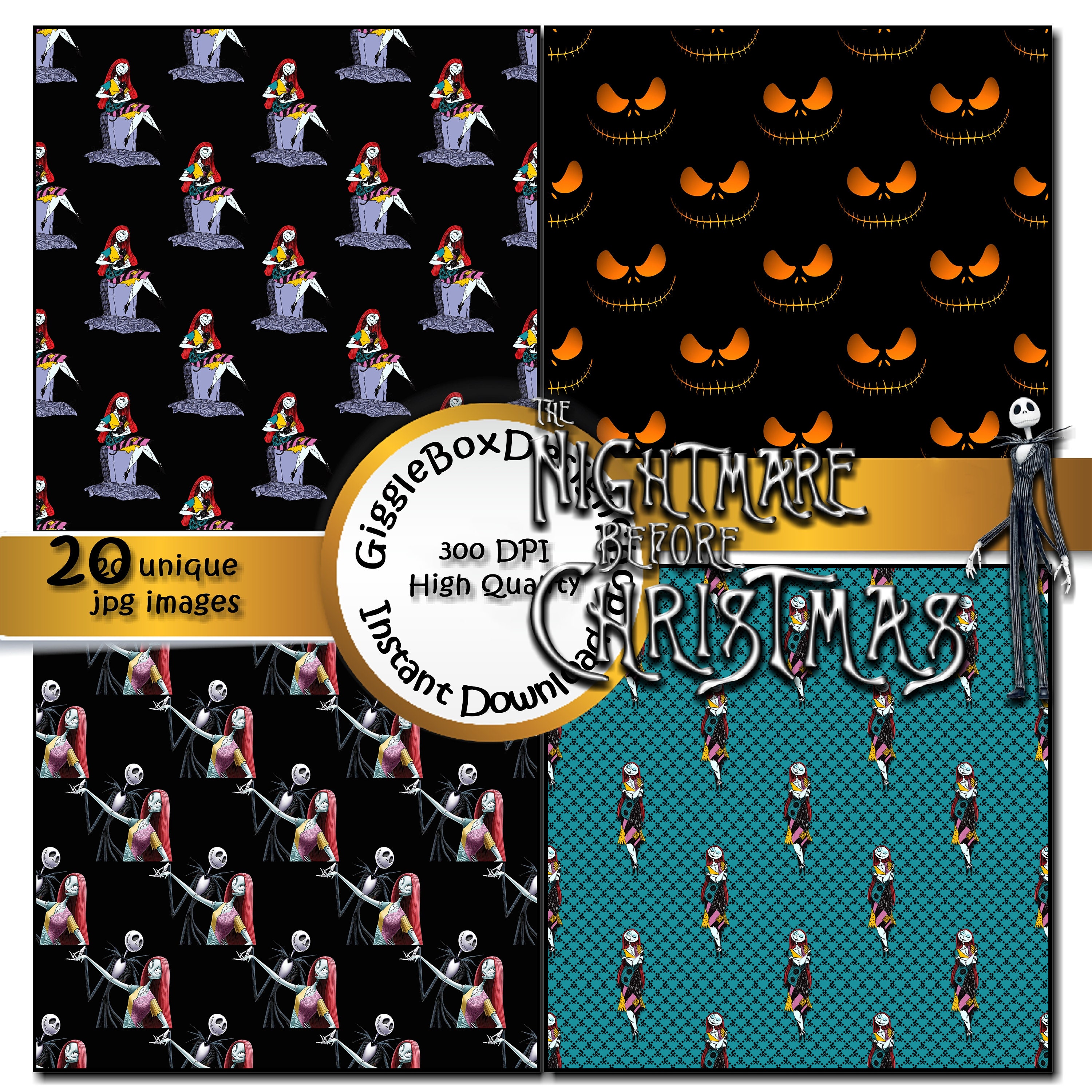 The Nightmare Before Christmas Seamless Party Printable | Etsy