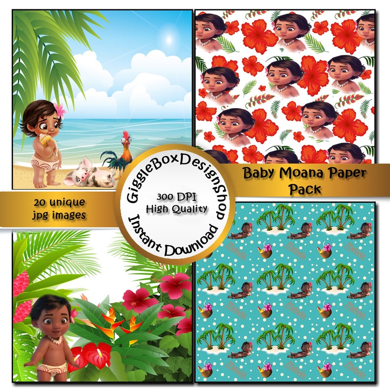 Moana Party Printable Moana Digital Paper Digital Paper | Etsy