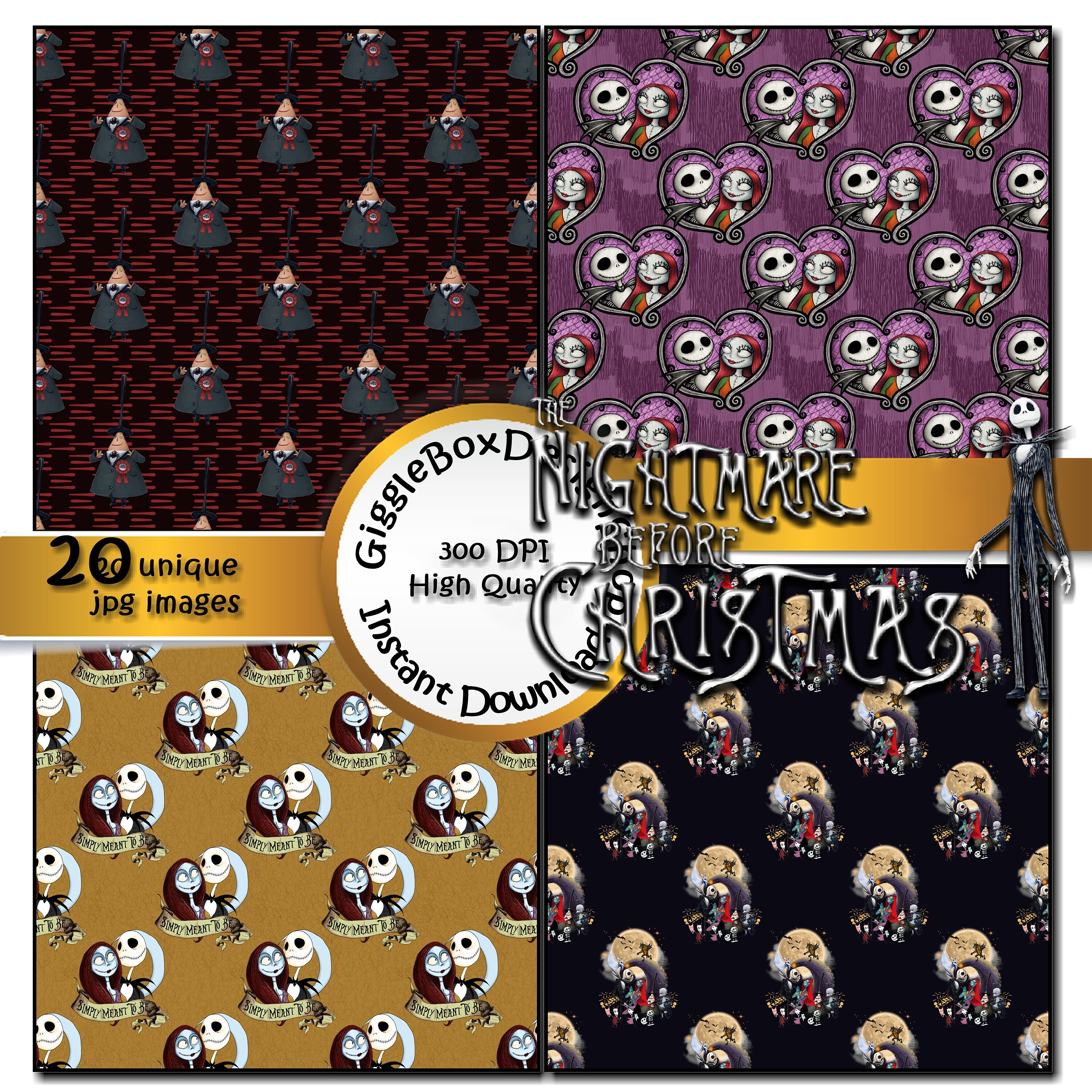 The Nightmare Before Christmas Seamless Party Printable | Etsy