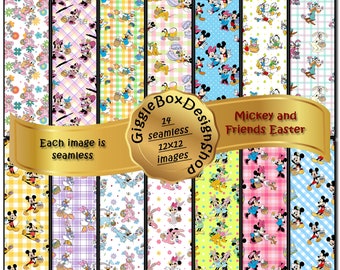 Mickey and Friends Easter Seamless Design formatted for 12” x 12” by GiggleBoxDesignShop paper, Scrapbook, Design, Stationary, Clip Art