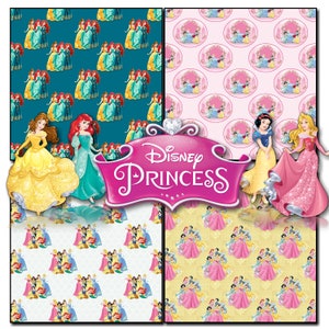 Princess Seamless Printable, Stationary, digital paper, scrapbook, paper, GiggleBoxDesignShop, Cinderalla, Ariel, Snow White image 6