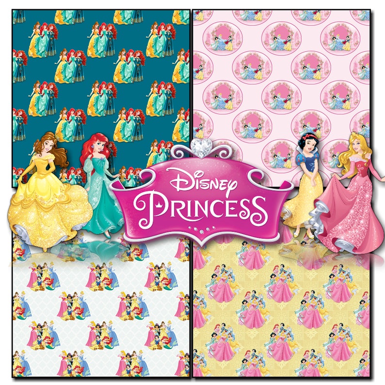 Princess Seamless Printable, Stationary, digital paper, scrapbook, paper, GiggleBoxDesignShop, Cinderalla, Ariel, Snow White image 6