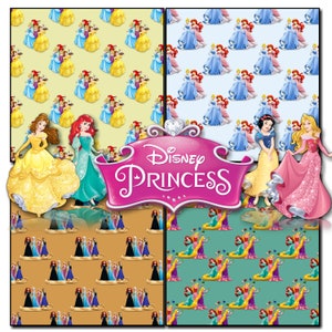Princess Seamless Printable, Stationary, digital paper, scrapbook, paper, GiggleBoxDesignShop, Cinderalla, Ariel, Snow White image 4