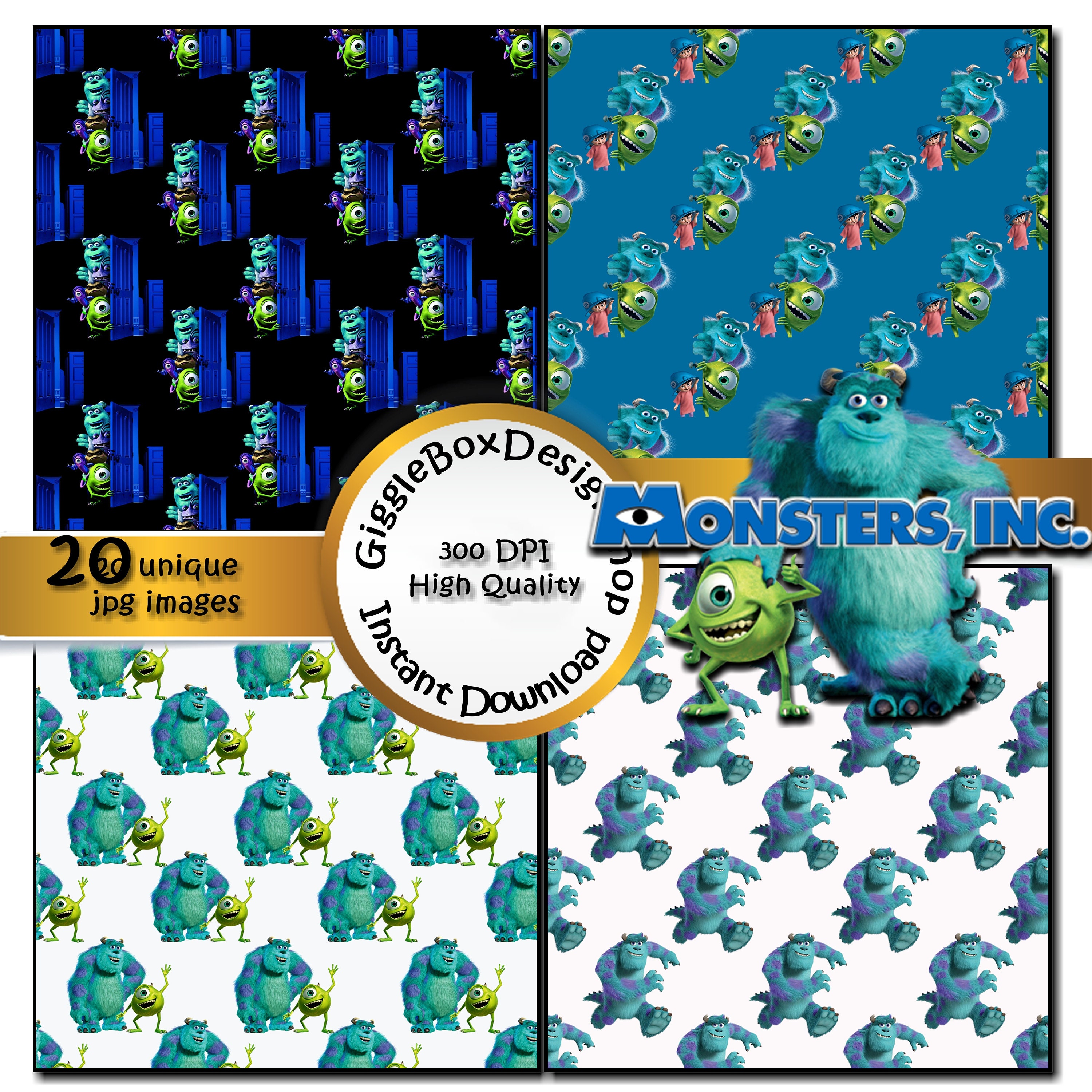 Monsters Inc Paper Pack Digital Paper Giggleboxdesignshop - Etsy