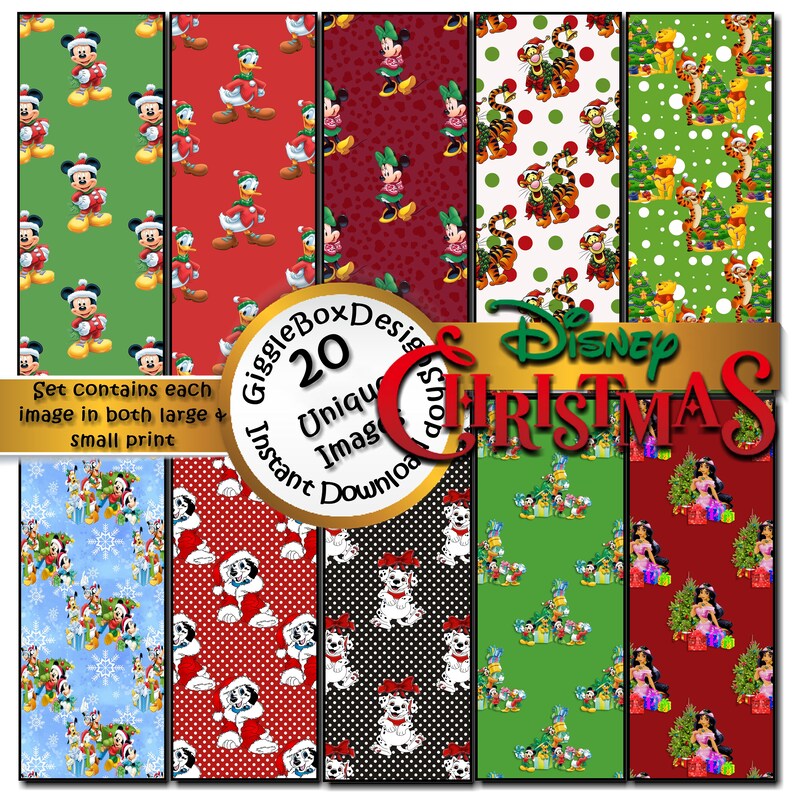 Disney Christmas Seamless digital paper pack scrapbook Etsy