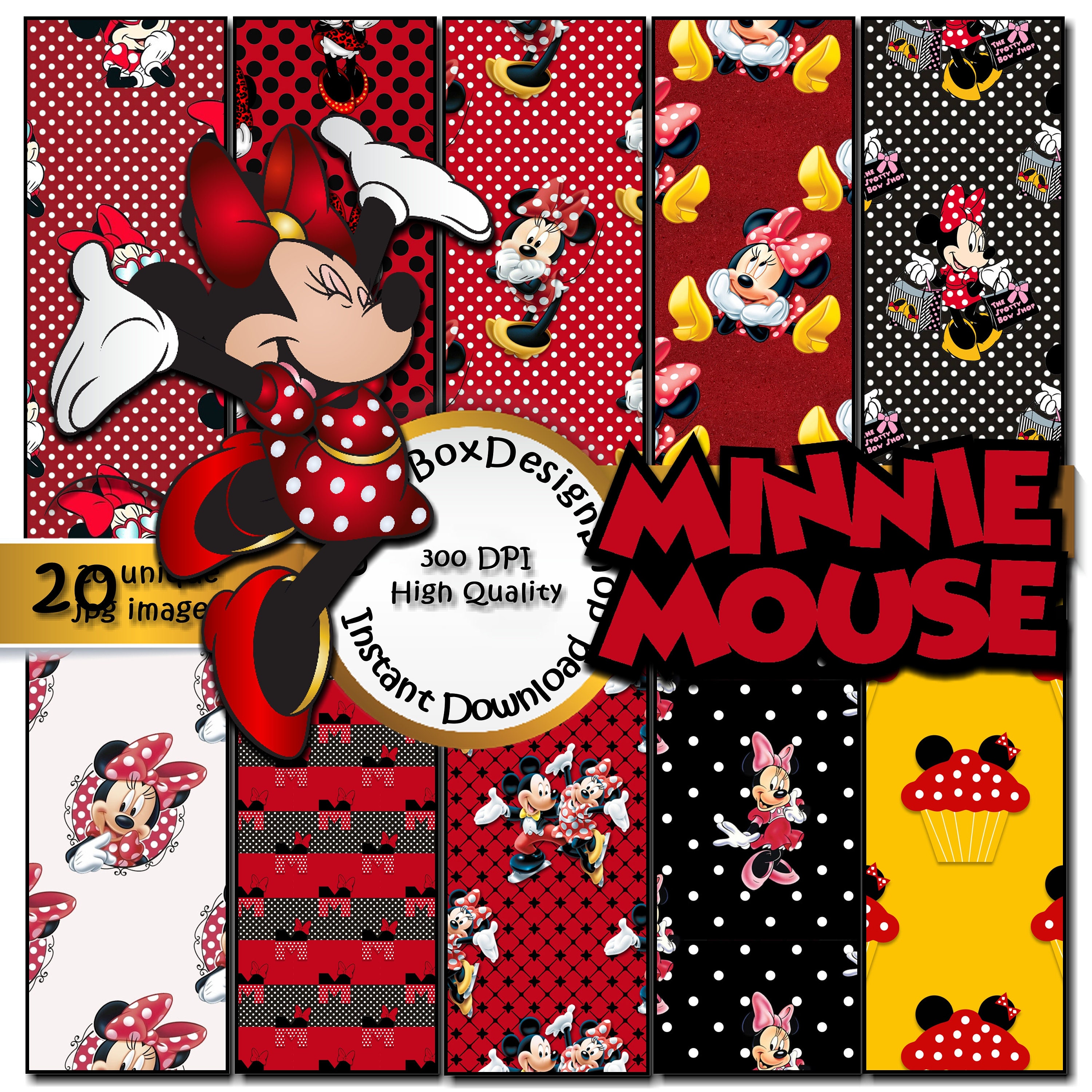 Mickey Mouse Digital Paper, Minnie Mouse, Mickey Minnie Background,reapeted  Seamless Pattern, Mickey Mouse Printables. 