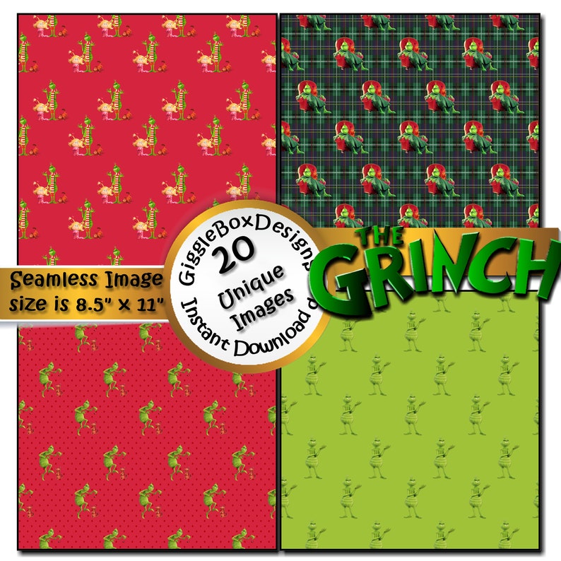 The Grinch Seamless Party Printable Stationary cards Etsy