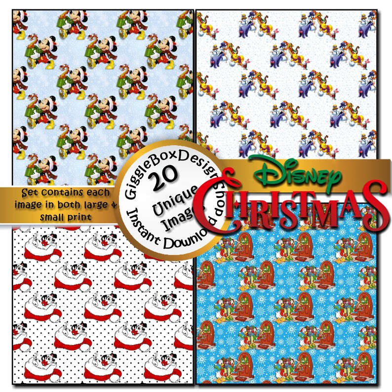 Disney Christmas Seamless digital paper pack scrapbook Etsy