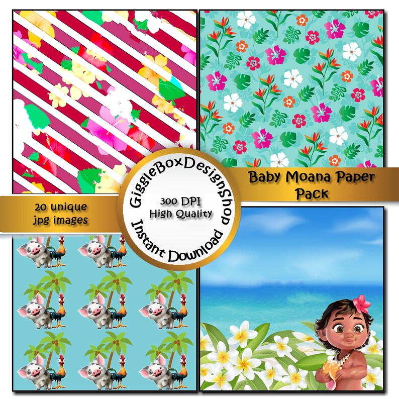 Moana Party Printable Moana Digital Paper Digital Paper | Etsy