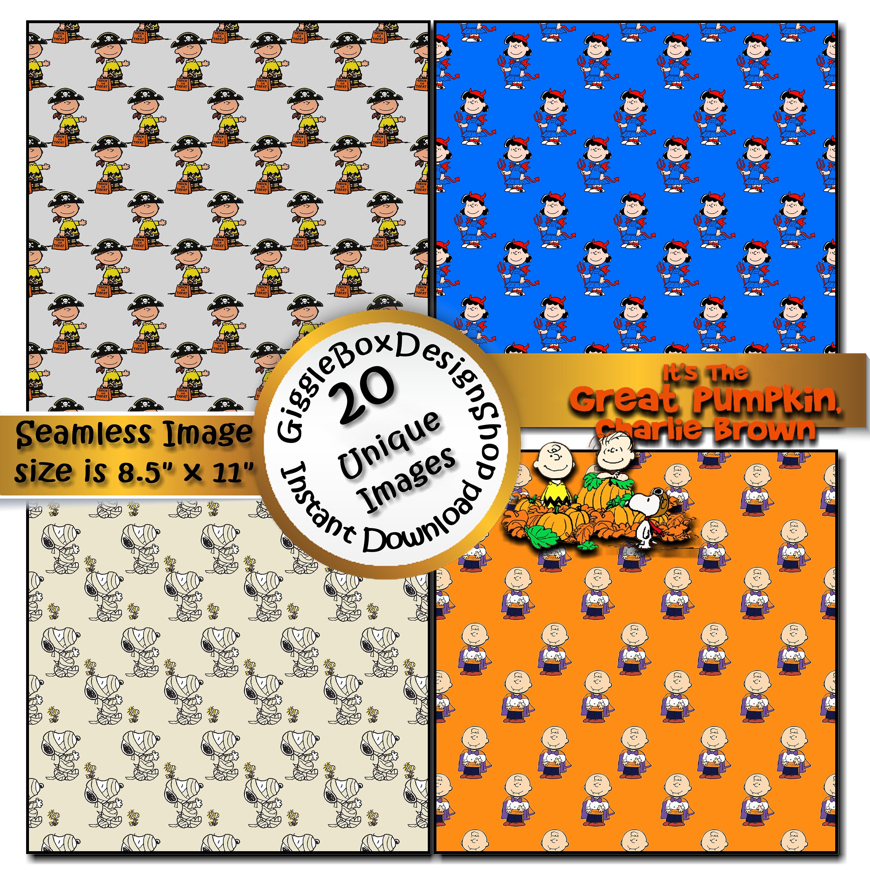 Its the Great Pumpkin Charlie Brown Seamless Party Printable - Etsy