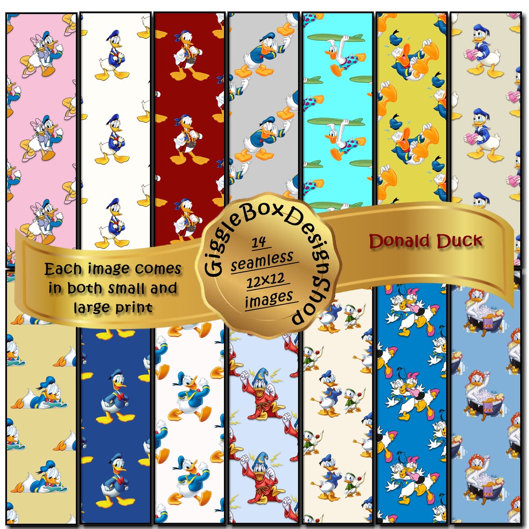 Donald Duck Seamless Party Printable, Stationary, Cards, Digital Paper ...