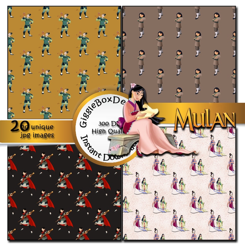 Mulan Seamless Party Printable Stationary Digital Paper - Etsy