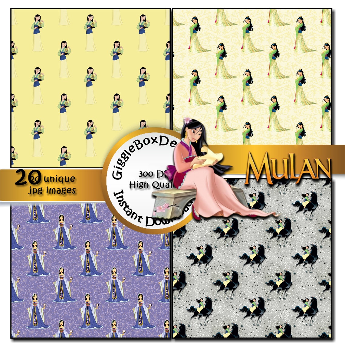 Mulan Seamless Party Printable Stationary Digital Paper - Etsy