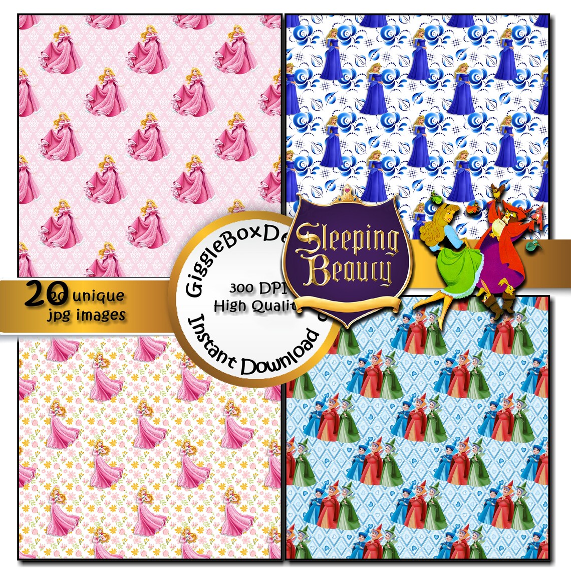 Sleeping Beauty Party Printable Stationary card making | Etsy