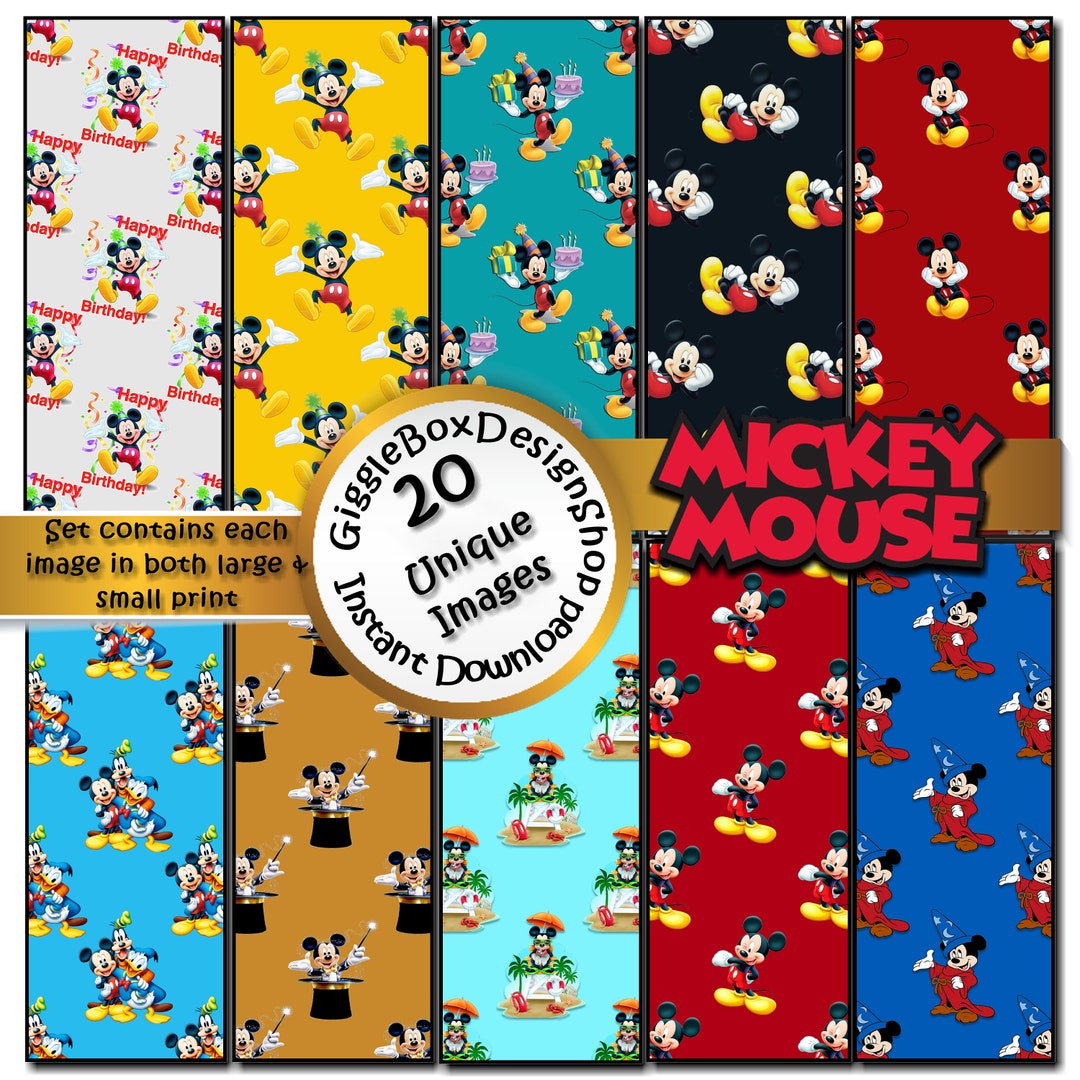 Mickey Mouse Seamless Party Printable, Stationary, Cards, Digital Paper, Scrapbook Paper, 12x12 ...