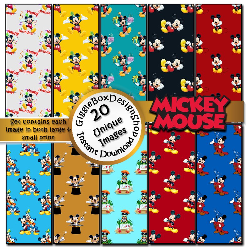 Mickey Mouse Seamless Party Printable Stationary Cards - Etsy