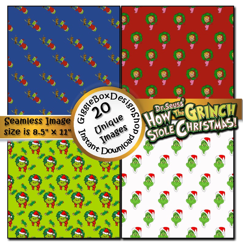 How the Grinch Stole Christmas Seamless Party Printable Etsy