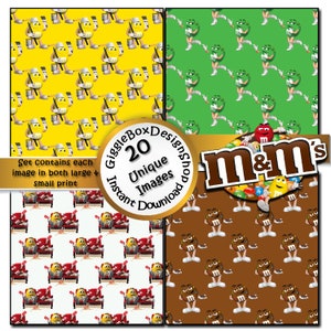 M&M Candies Seamless Party Printable, Stationary, Cards, Digital Paper ...