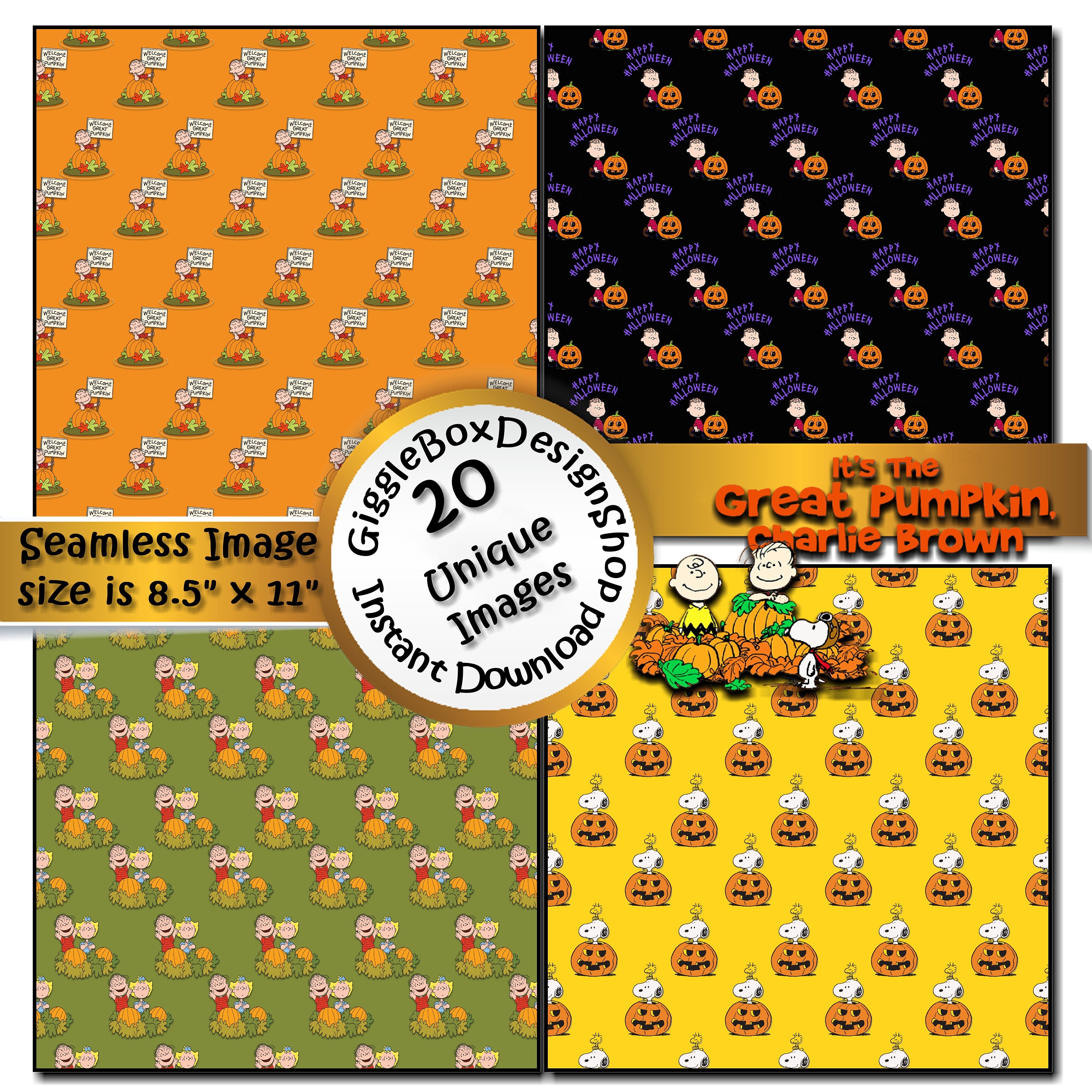 Its the Great Pumpkin Charlie Brown Seamless Party Printable - Etsy