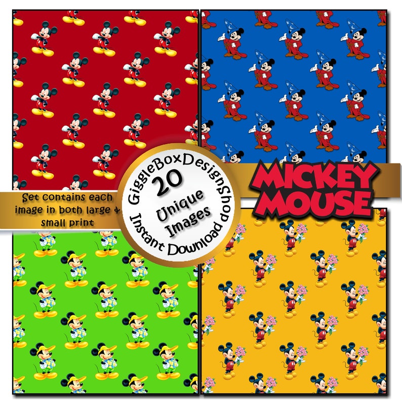 Mickey Mouse Seamless Party Printable Stationary Cards - Etsy